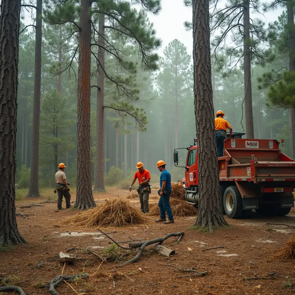 Tree service crew working on mature canopy in Elkton, FL