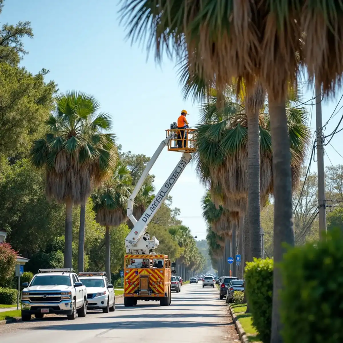Tree service crew working on mature canopy in Jacksonville Beach, FL