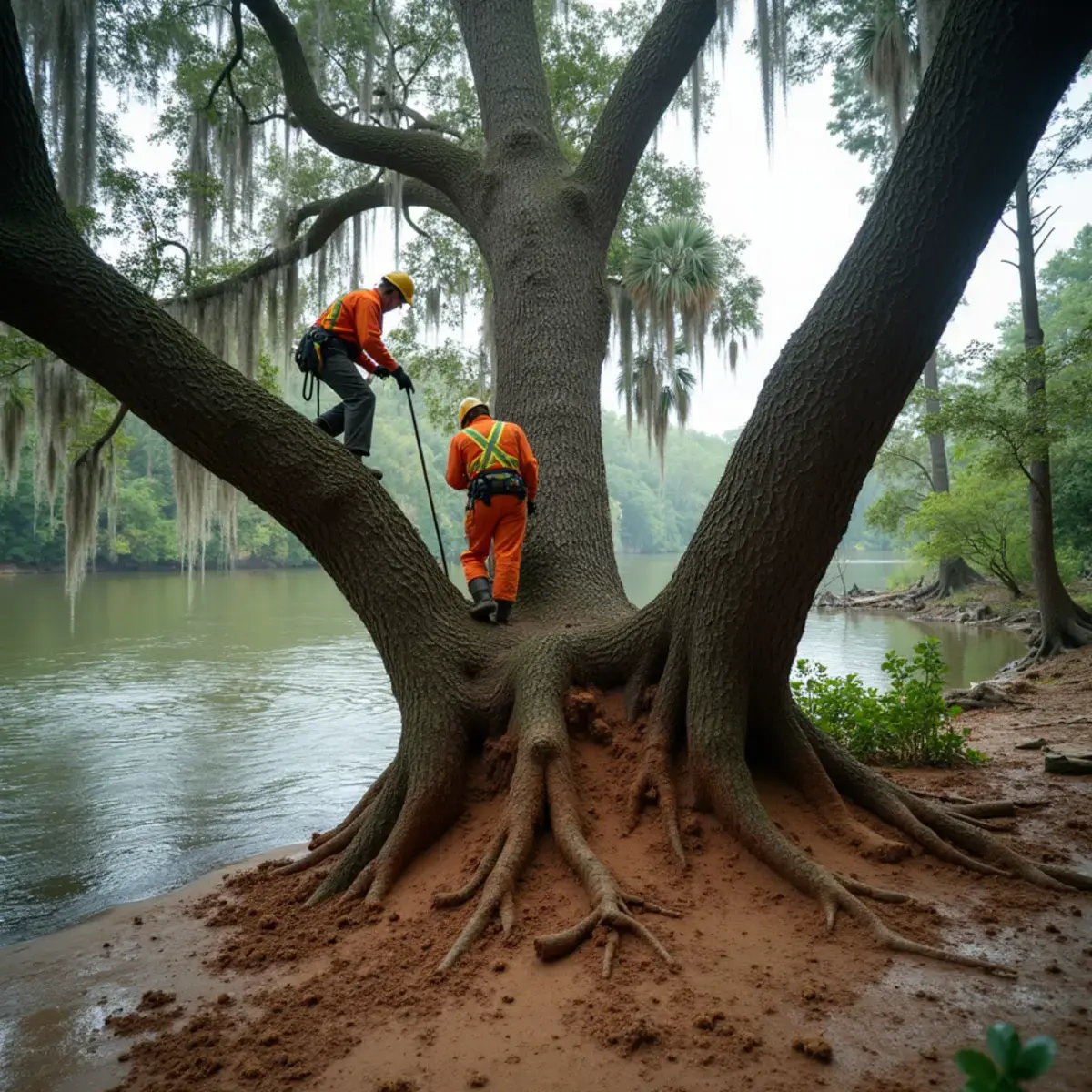 Leaning tree saturated ground, tree service in Fruit Cove, FL