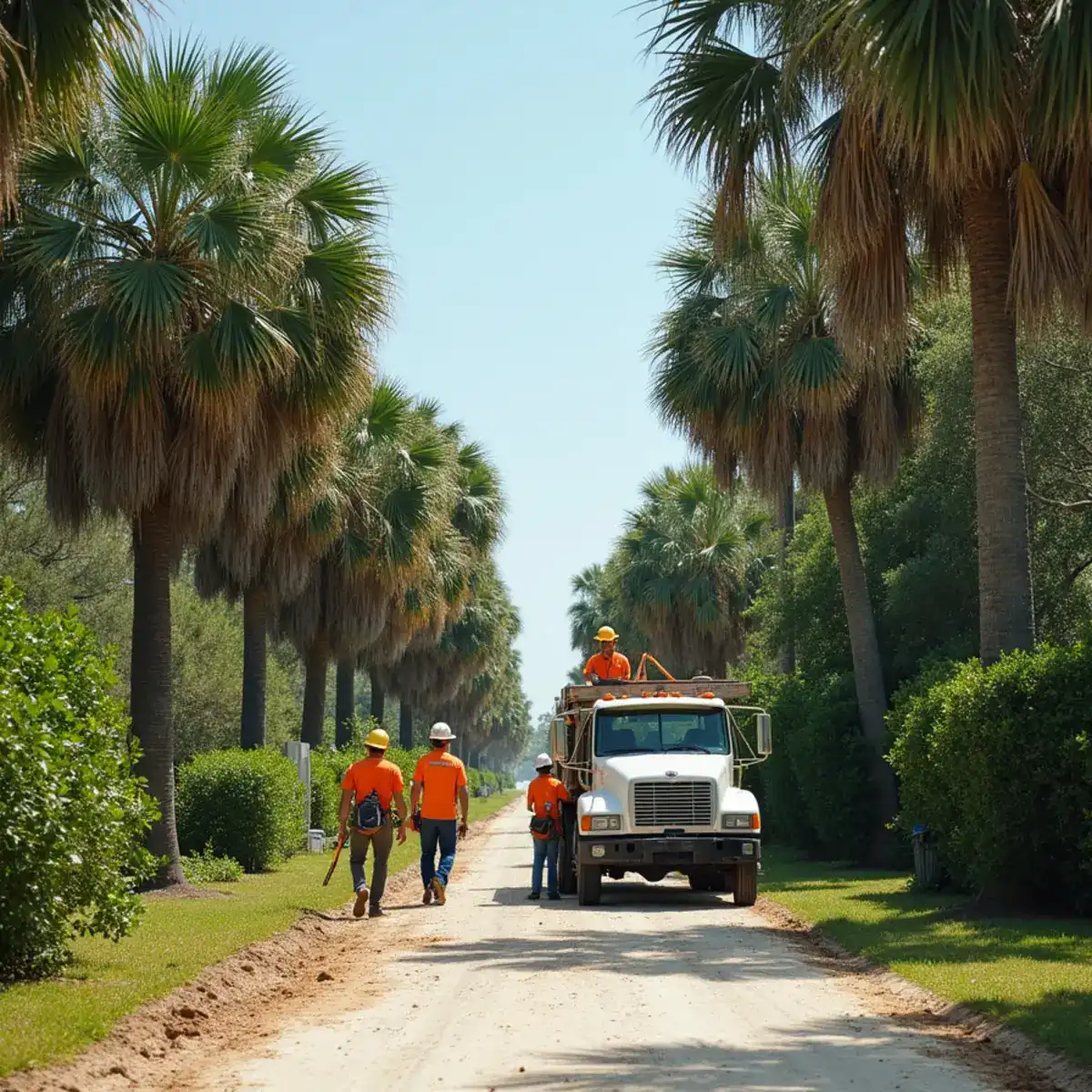 Tree service crew working on mature canopy in Crescent Beach, FL